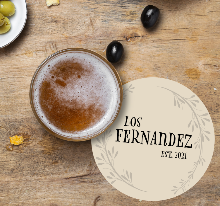 Beige with olive branch wedding coaster - TenStickers