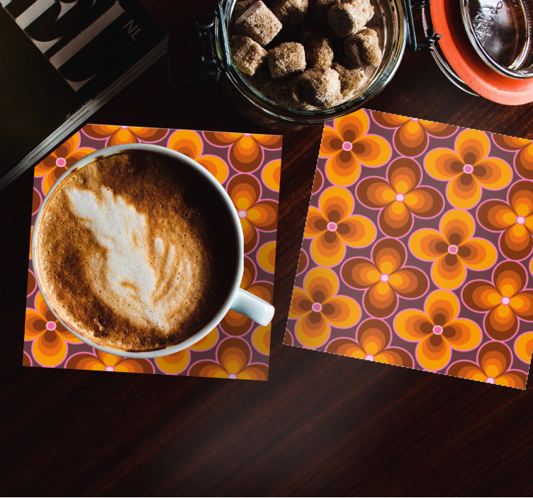 Groovy  flower pattern vintage coasters - TenStickers