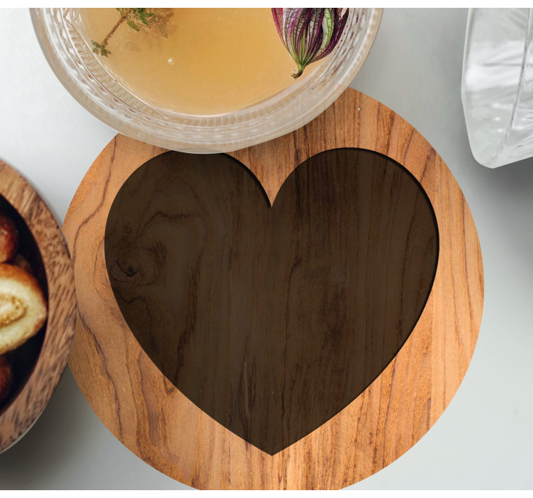 Heart with wooden texture coaster - TenStickers