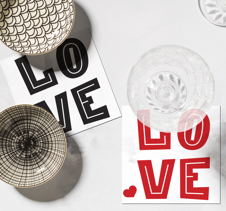 Love in red and black text coasters - TenStickers