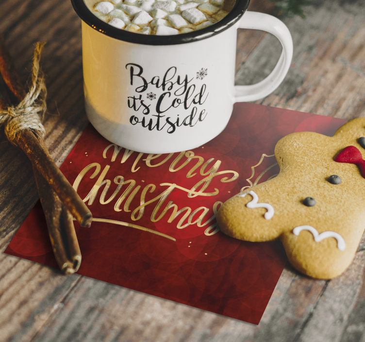 Merry Christmas in Red drink coaster - TenStickers