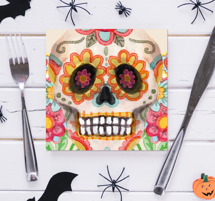 Mexican skull drink coaster - TenStickers
