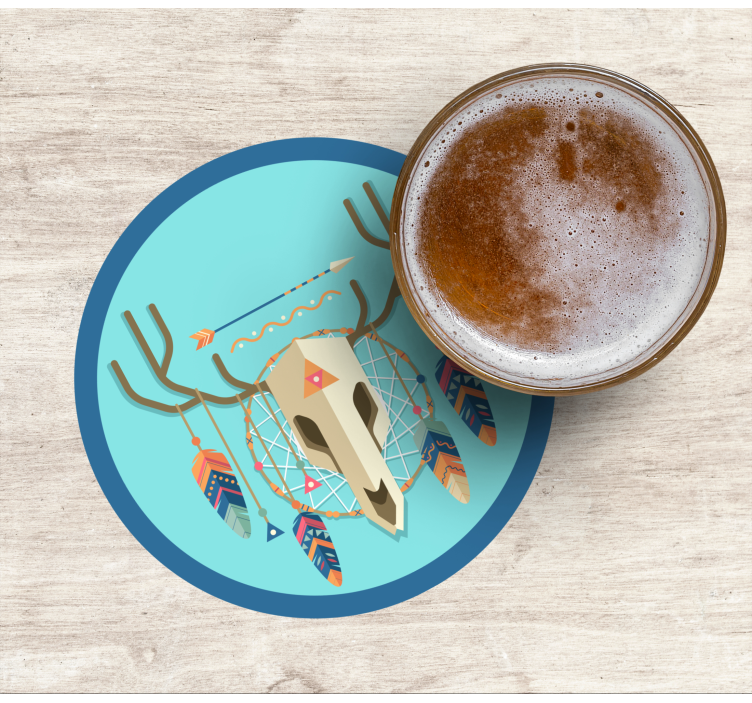 Skull boho style modern coaster - TenStickers