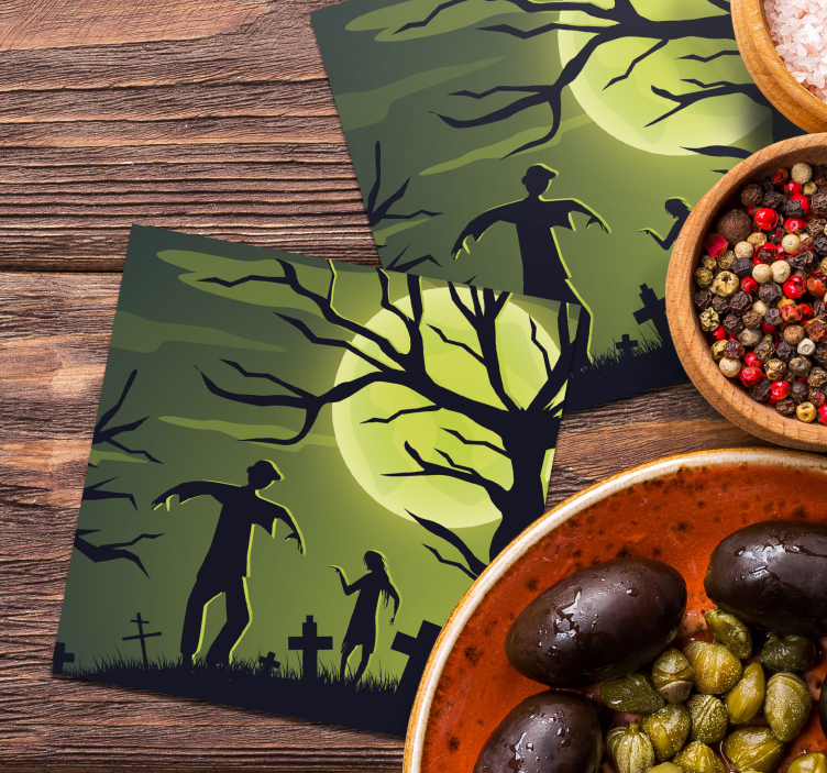 zombies on green background halloween coaster - TenStickers