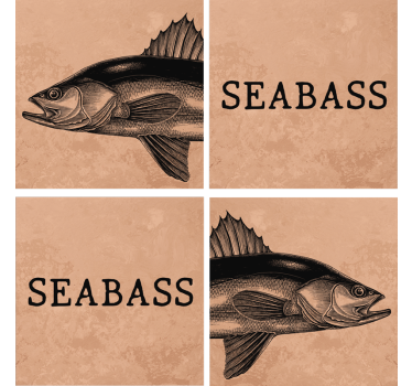 Personalisable coasters seabass illustration art - TenStickers