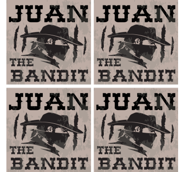 Bandit with name personalised beer mats - TenStickers