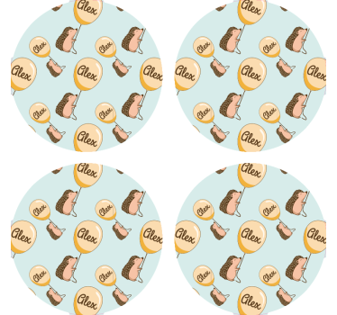 Personalisable coasters with playful hedgehog designs - TenStickers