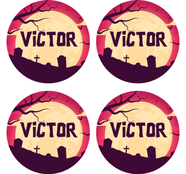 Halloween coaster spooky moonlit scene - TenStickers