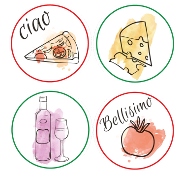 Personalisable coasters with food and drink designs - TenStickers