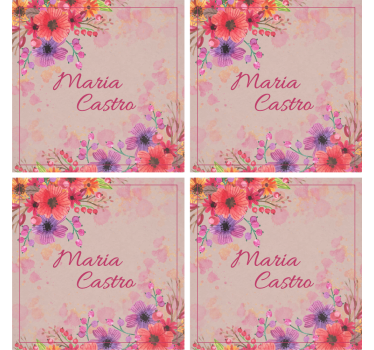 Rosy meadow personalised beer mats - TenStickers