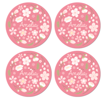 Cherry blossoms with name personalised beer mats - TenStickers