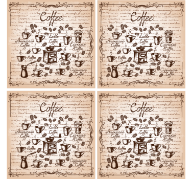 Personalisable coasters coffee types illustration - TenStickers