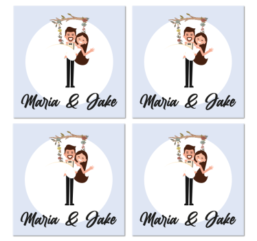 Fiancees with name on a branch swing coaster favors - TenStickers