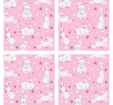 Personalisable coasters with playful bunny patterns - TenStickers