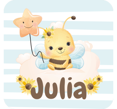Personalisable coasters cute bee with star - TenStickers