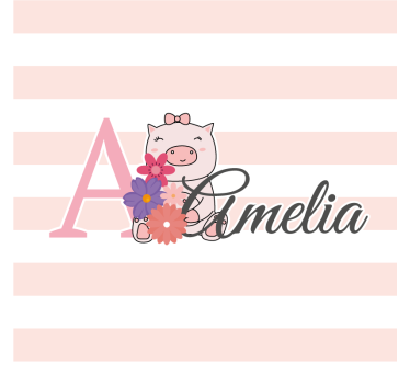 Personalisable coasters playful piglet with flowers - TenStickers