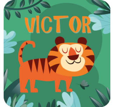 Personalisable coasters with cheerful tiger illustration - TenStickers