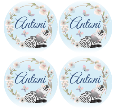Personalisable coasters personalized zebra illustration - TenStickers