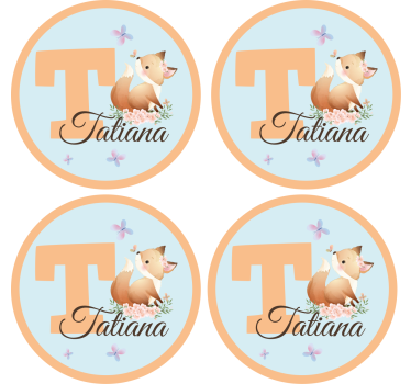 Personalisable coasters with whimsical fox design - TenStickers