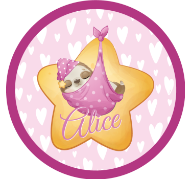 Personalizable coasters sleeping sloth with star - TenStickers