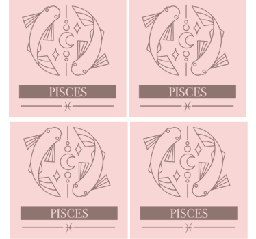 Personalisable coasters with pisces zodiac fish symbol - TenStickers