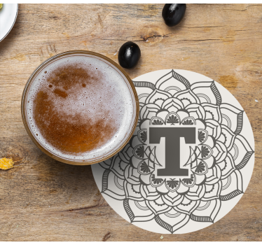 Beer mats floral monogram design - TenStickers