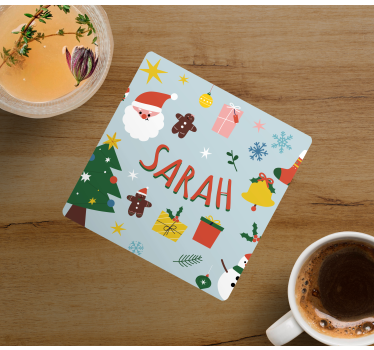 Christmas coasters festive santa and gifts - TenStickers