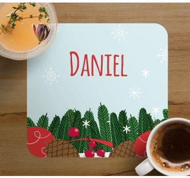 Christmas coasters with festive pinecone ornaments - TenStickers
