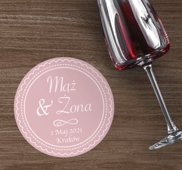 Circular with names date and place coaster favors - TenStickers