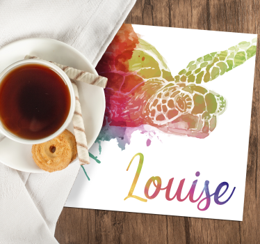 Colourful Personalized Turtle Coaster - TenStickers