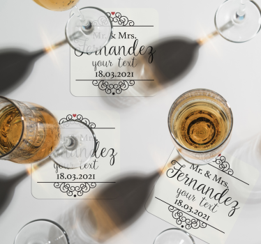 Mr and Mrs coaster favors - TenStickers