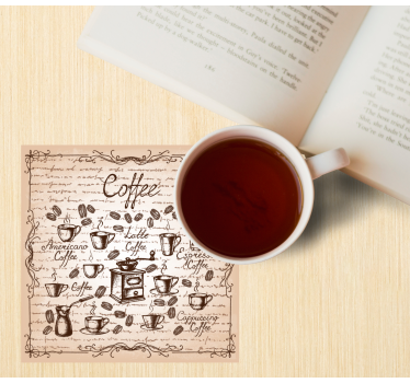 Personalisable coasters coffee types illustration - TenStickers