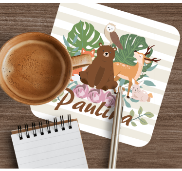 Personalisable coasters cute animal gathering - TenStickers