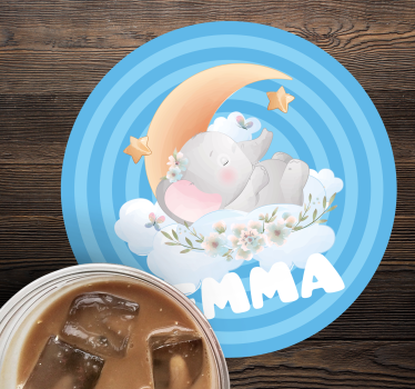 Personalisable coasters elephant moon stars - TenStickers
