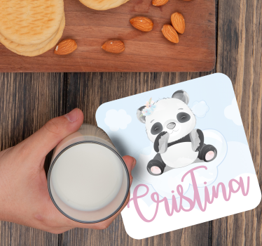 Personalisable coasters featuring a playful panda design - TenStickers