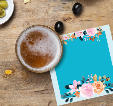 Personalisable coasters floral accent rectangle - TenStickers