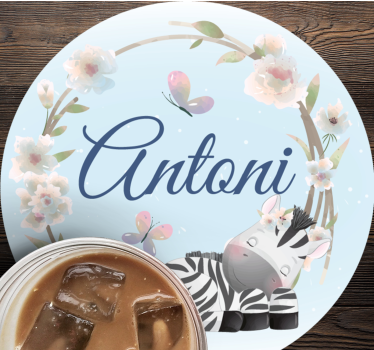 Personalisable coasters personalized zebra illustration - TenStickers