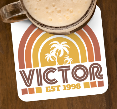 Personalisable coasters retro palm trees design - TenStickers