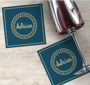 Personalisable coasters rope circle monogram - TenStickers