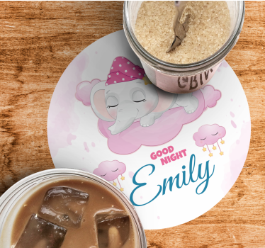 Personalisable coasters sleepy elephant design - TenStickers