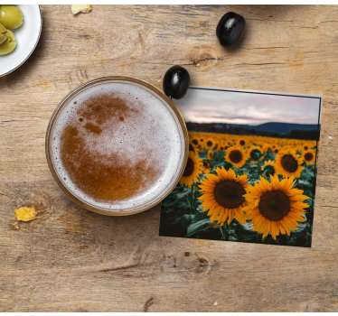 Personalisable coasters sunflower field image - TenStickers