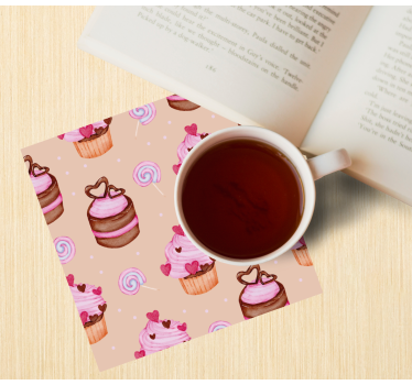 Personalisable coasters sweet cupcake design - TenStickers
