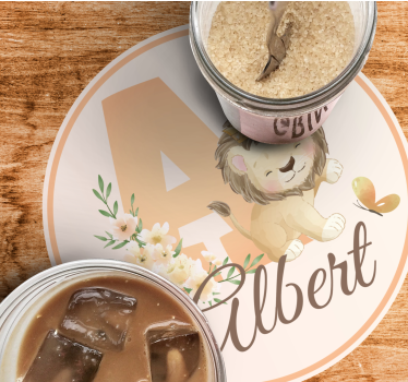 Personalisable coasters with a playful lion design - TenStickers