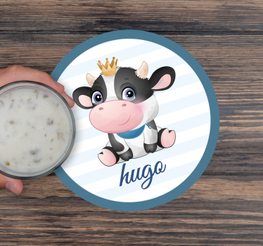 Personalisable coasters with cute cow illustration - TenStickers