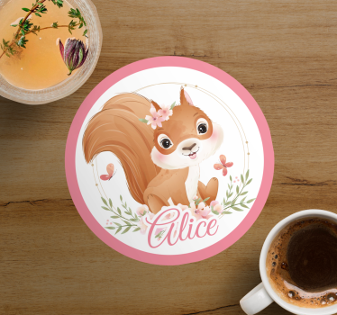 Personalisable coasters with cute squirrel illustration - TenStickers