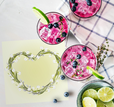 Personalisable coasters with heart-shaped floral design - TenStickers