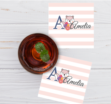 Personalisable coasters with personalized fox illustration - TenStickers