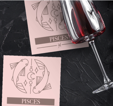 Personalisable coasters with pisces zodiac fish symbol - TenStickers