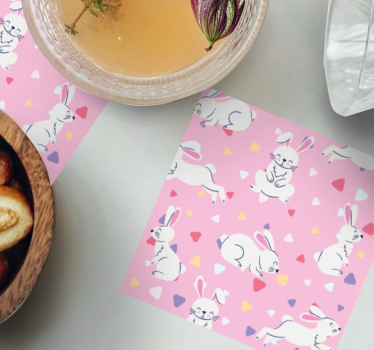 Personalisable coasters with playful bunny patterns - TenStickers