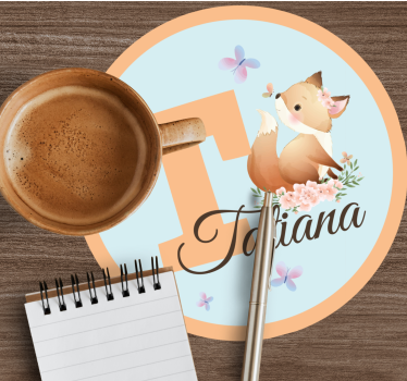 Personalisable coasters with whimsical fox design - TenStickers